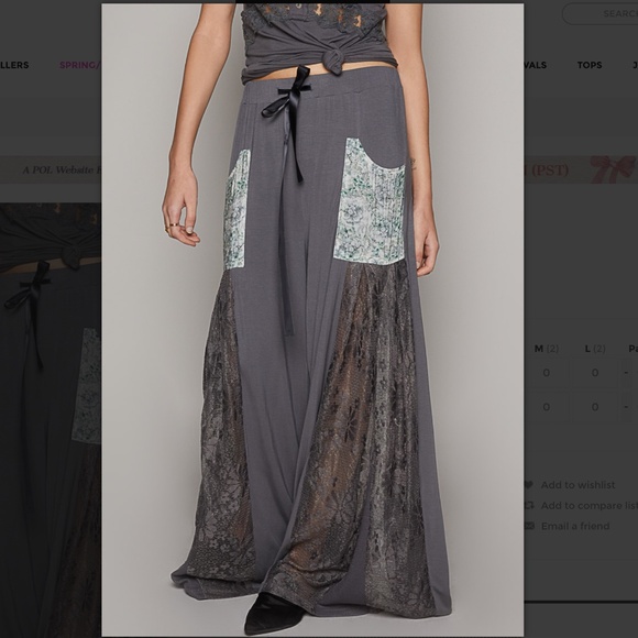 POL “ Brooklyn “ POL Lace Panel Flowy Wide Leg Pants 8 - Picture 2 of 6